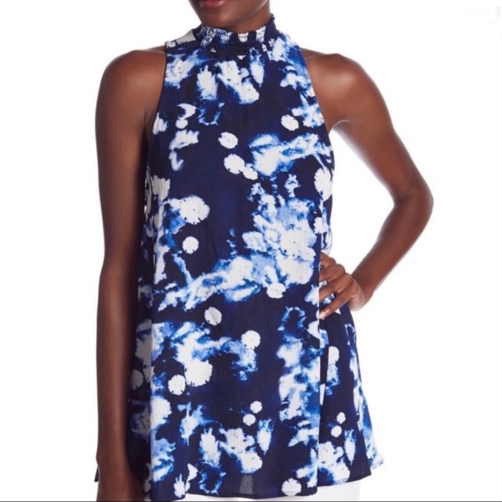 NEW SHOW ME YOUR MUMU BLUE PRINTED SLEEVELESS TUNIC TOP